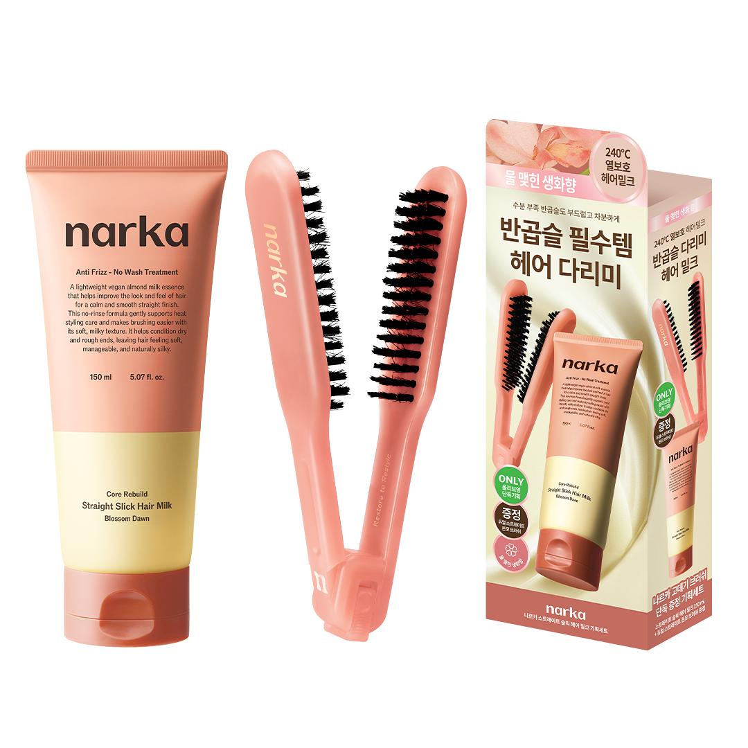

Набор молочка для выпрямления волос Narka Straight Sleek Hair 150 мл (+ Щетка-выпрямитель для волос в подарок) (Рассветный цветущий / Закатный медовый) Blossom Dawn