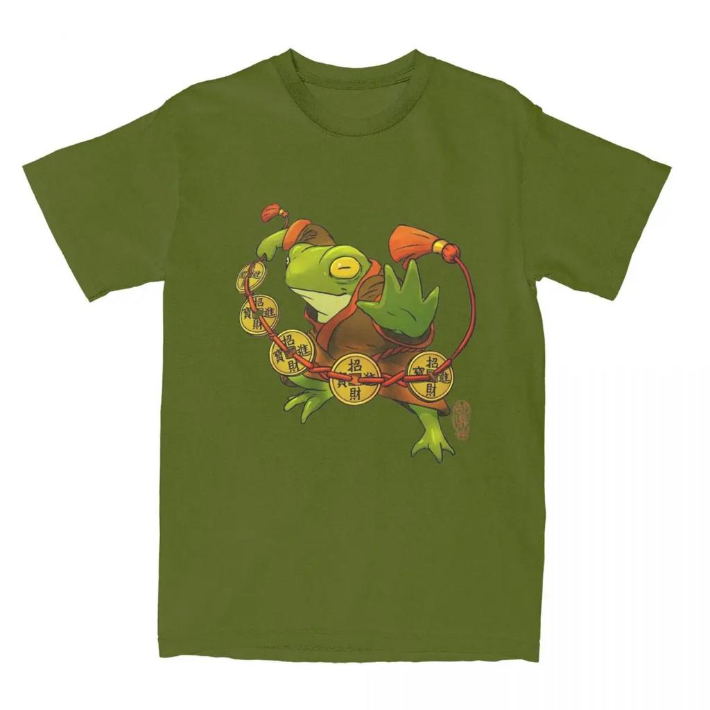 Frog Lucky Coins Shirt Accessories Men Women's Pure Vintage Tee Shirt Short Sleeve Clothing Unique