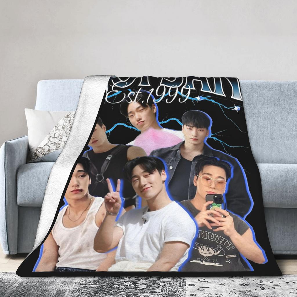 San 90s Ateez Kpop Band Blanket Velvet Autumn/Winter   Multifunction Lightweight Throw Blanket for Sofa Bedroom Quilt