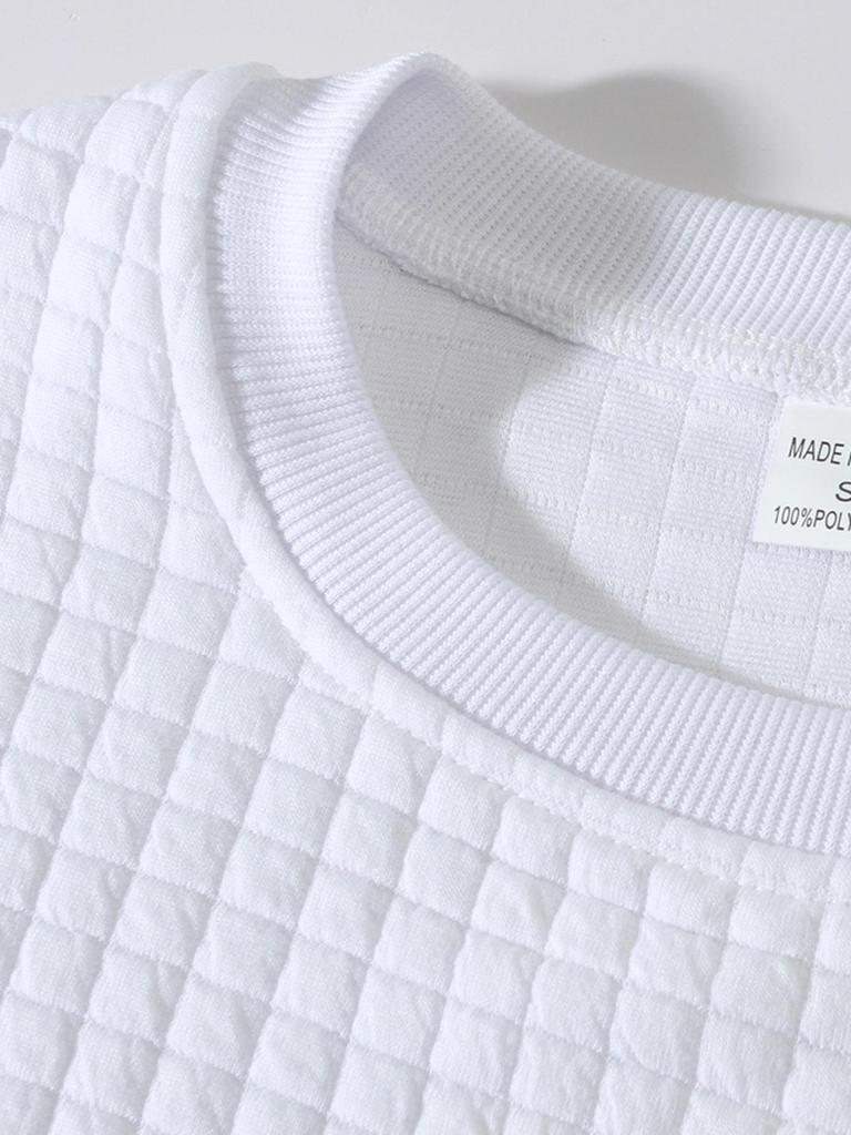 Męska bluza w kratę o dopasowanym kroju – Okrągły dekolt, Długi rękaw, Jednolity kolor – Kolekcja Jesień/Zima