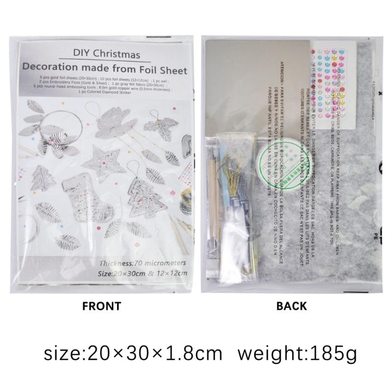 Handmade Aluminum Foil Holiday Decorations Set Foil Embossed Christmas Ornament For Home And Office Christmas Tree