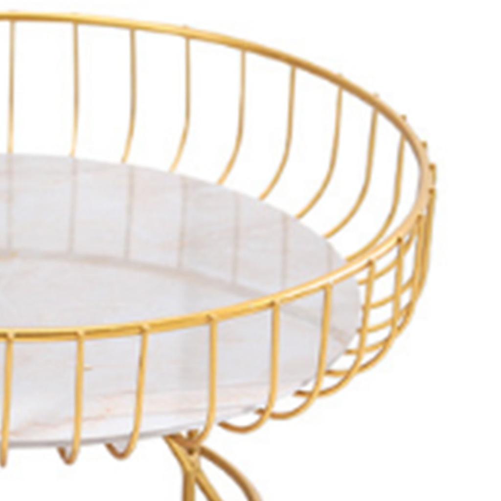 Fruit Tray Hollow Design High Foot Iron Marblel Decorative Practical Baking Paint Process Serving