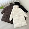 Daunenbaumwollkleidung Damen mittel und lang 2025 neu mit Kapuze koreanische Version Winter locker baumwollgepolsterte Kleidung über dem Knie verdickter Mantel