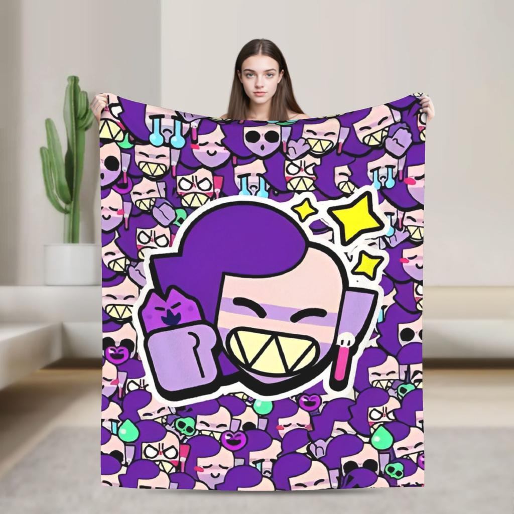 Emz Spike Squeak-Brawlld Blankets Cartoon Game Flannel Funny Warm Throw Blanket for Home Summer