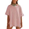QICED Women's Fashion Casual Solid Color Print 1/2 Sleeves O-Neck  Blouses & Shirts