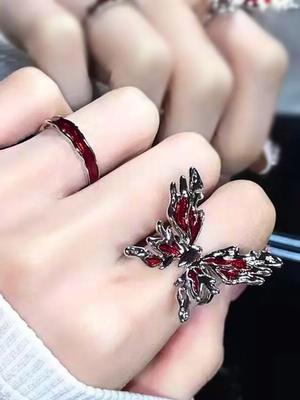 Anel Aberto Personalidade Borboleta Feminino Moda Doce Cool Garota Quente Neutro Único Anel Dedo Indicador