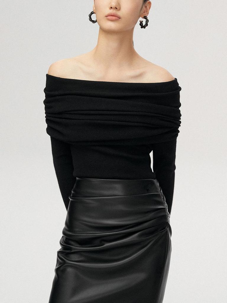 Women's Slim Fit One-Shoulder Knit Top: Early Autumn High-End Sweater Layer