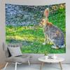 Cute Farm Rabbit Tapestry Grey Rabbit Tapestry Creative Style Tapestry Art Wall Hanging Home Living Room Bedroom Dorm Tapestries