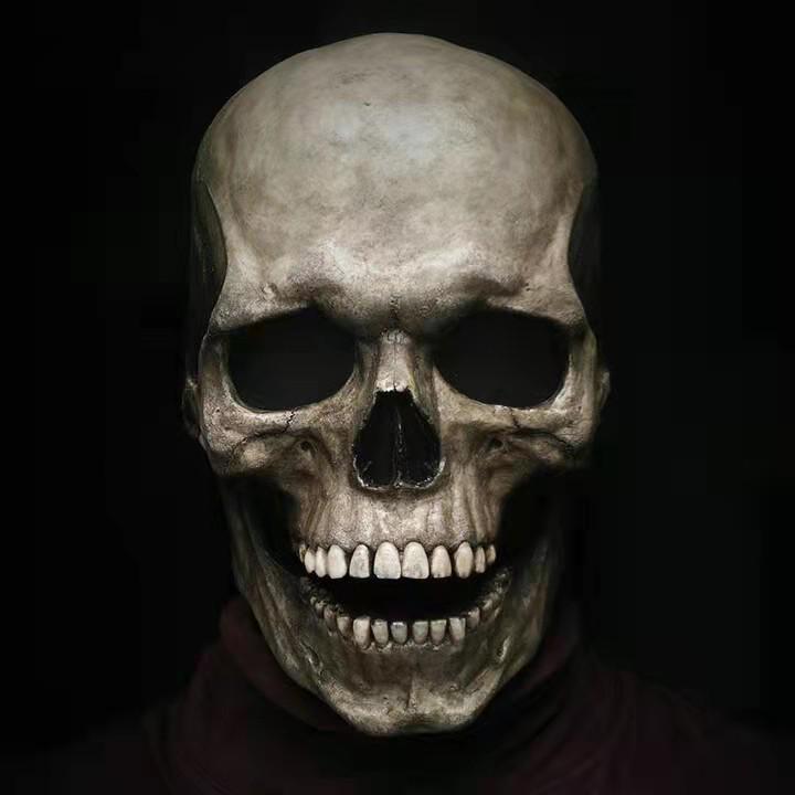 Halloween Movable Mouth Skull Mask - Full Head Headgear