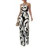 2026 Womens Elegant Sleeveless Printed Jumpsuit High-Waisted Wide-Leg Casual Office Wear