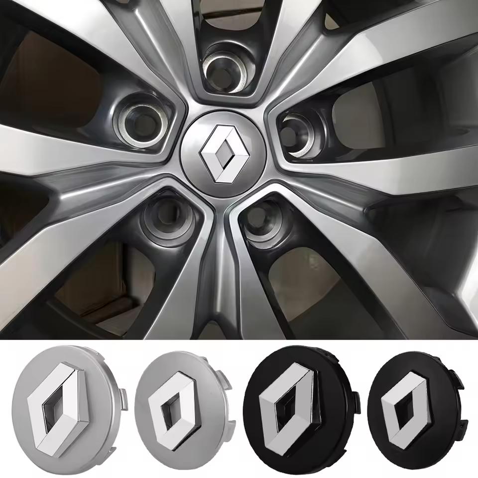 4 Stück Auto Radnabenkappe 56mm/60mm Nabenabzeichen Felgenabdeckung Logo für Renault Megane 2 3 Clio 4 Trafic Captur Kangoo Zoe - Set von 4