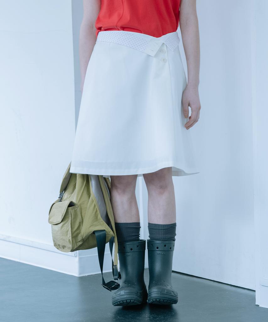 Ohesio Two Way Button Skirt, White