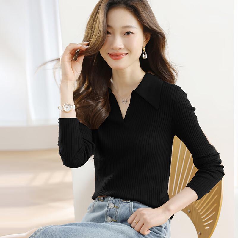 Yiliteng Women's New Spring/Autumn Lapel Pullover Knit Sweater