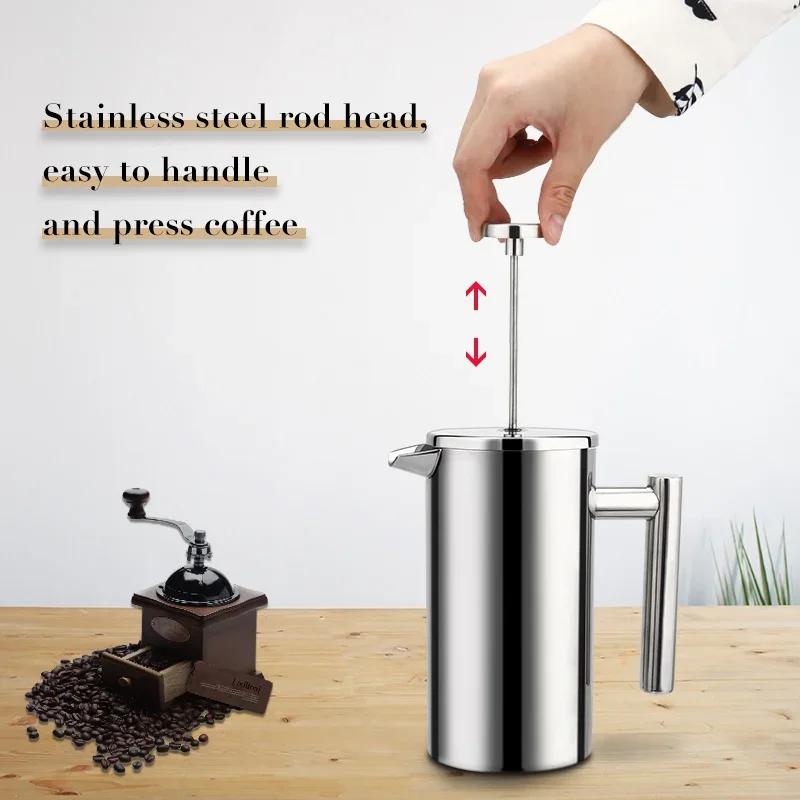 High Quality Double - Wall Insulated 1000ml Coffee Tea Maker Pot French Press Espresso Coffee Machine