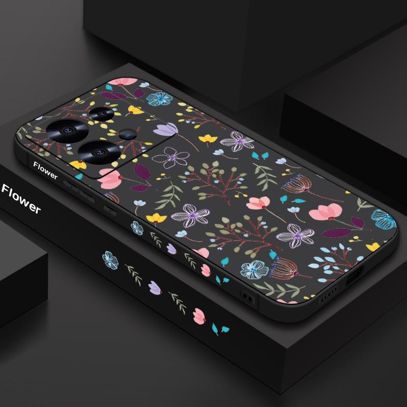 Small Flowers Print Lanyard Case For Xiaomi Poco X6 X5 F6 14T 13T Pro Redmi Note 13 14 4G 12 13 14 Pro Plus 5G TPU Phone Cover