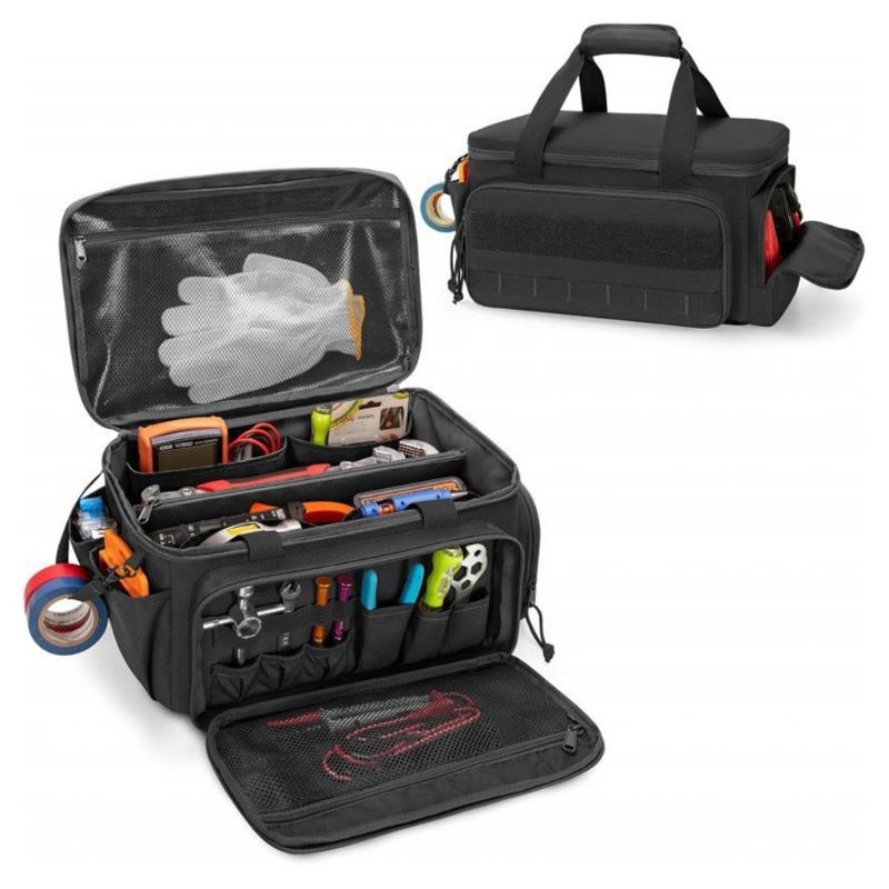 Contractor Grade Tool Organizers Bag Black Fabric Dustproof Construction For Professional Technicians