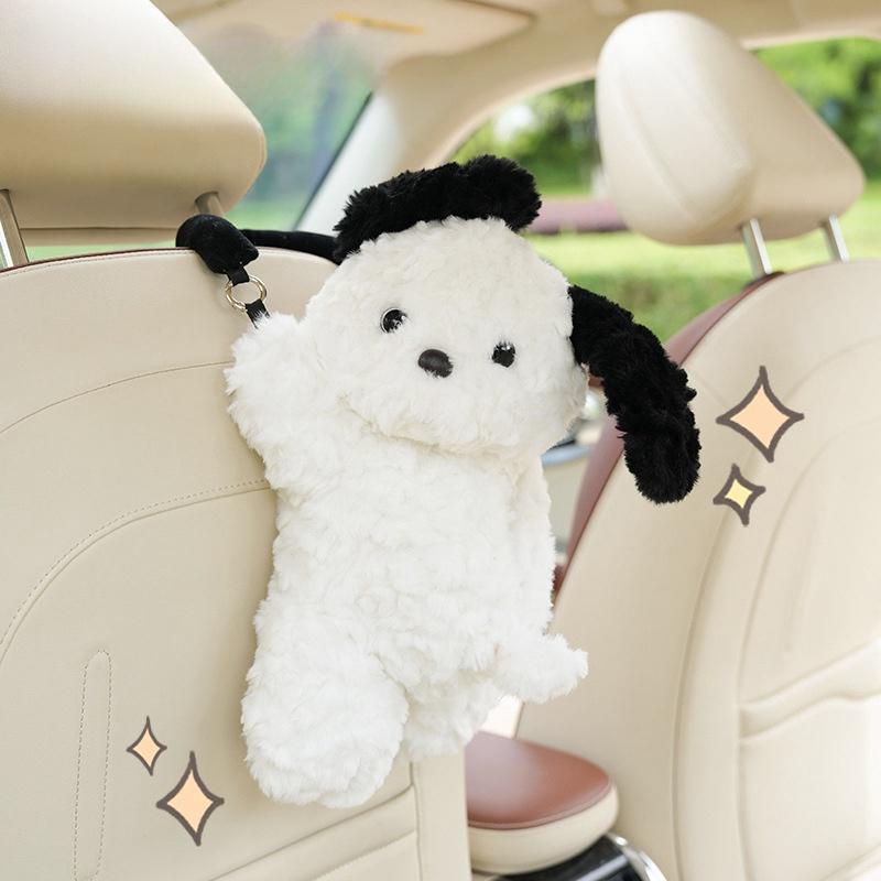 For Car Tissue Box cute cute pet car seat hanging tissue draw plush doll decorative car tissue box