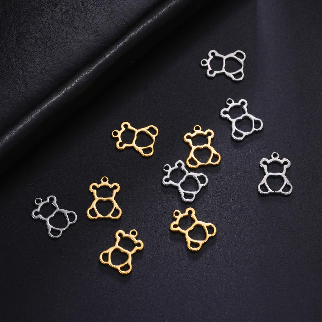 Teamer 5pcs/lot Stainless Steel Charms for Jewelry Making Bear Leaves Stars Pendant Mini Charm Bracelet DIY Accessories Hot Sale