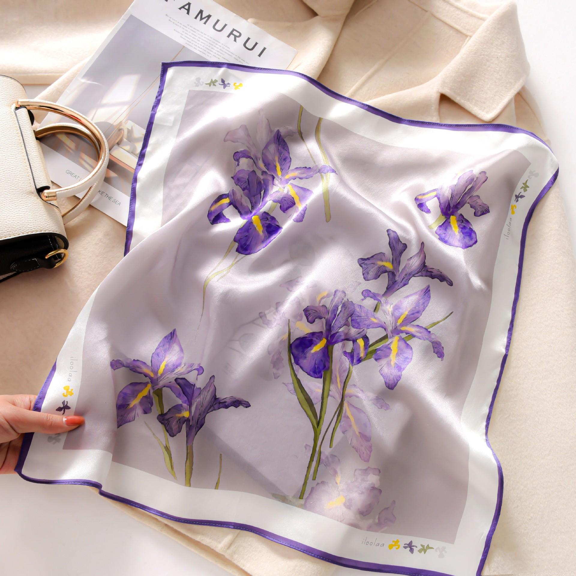 Dragonfly Flower 53 Square Scarf Silk Scarf Women s Silk Silk Scarf Wholesale 100% Mulberry Silk Sunscreen Square Scarf Veil