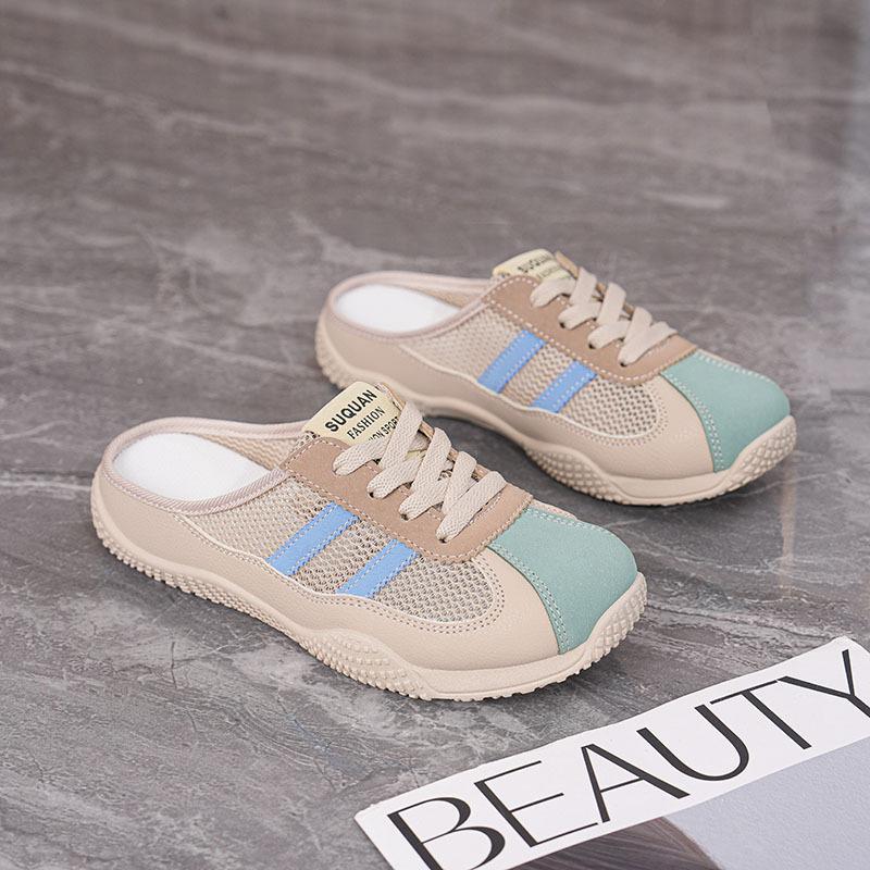 

2025 summer new half-drag Korean version ins female students thick-soled heightened mesh breathable casual shoes street shooting 36