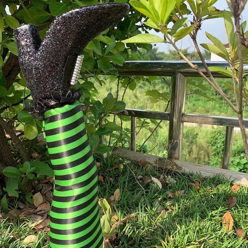 1 Pair Halloween Decoration Evil Witch Leg Decoration Inverted Evil Witch Feet Boots Stakes Courtyard Lawn Outdoor Garden Props