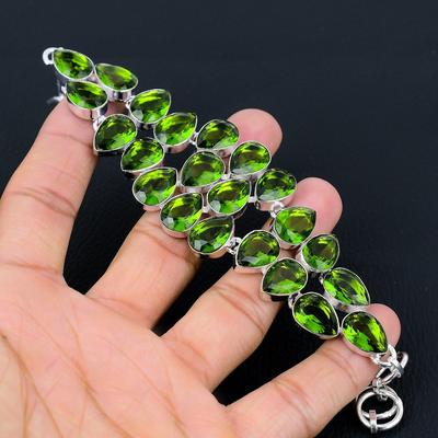 Peridot Gemstone Handmade 925 Sterling Silver Bracelet, Silver Bracelet, Peridot Bracelet For Women, Peridot  Unisex Bracelet For Gifts