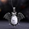 Halloween Crystal Stone Bat Vintage Pendant For Women Necklace Natural Amethyst Rose Quartz Lapis Lazuli Pendant Jewelry Making