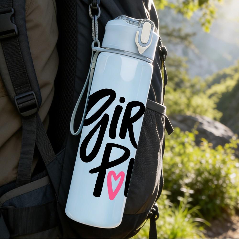 1PC Girl Power Feminist 750ml Color Plastic Sports Water Bottle Leakproof Flip Straw Lid Suitable for Sports Office Home Use