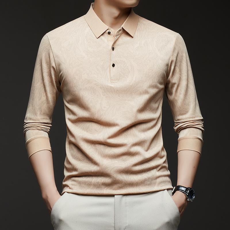 Men's Long-sleeved Lapel Spring and Autumn New Casual Loose Pullover Long-sleeved T-shirt Camouflage Bottoming Shirt Top