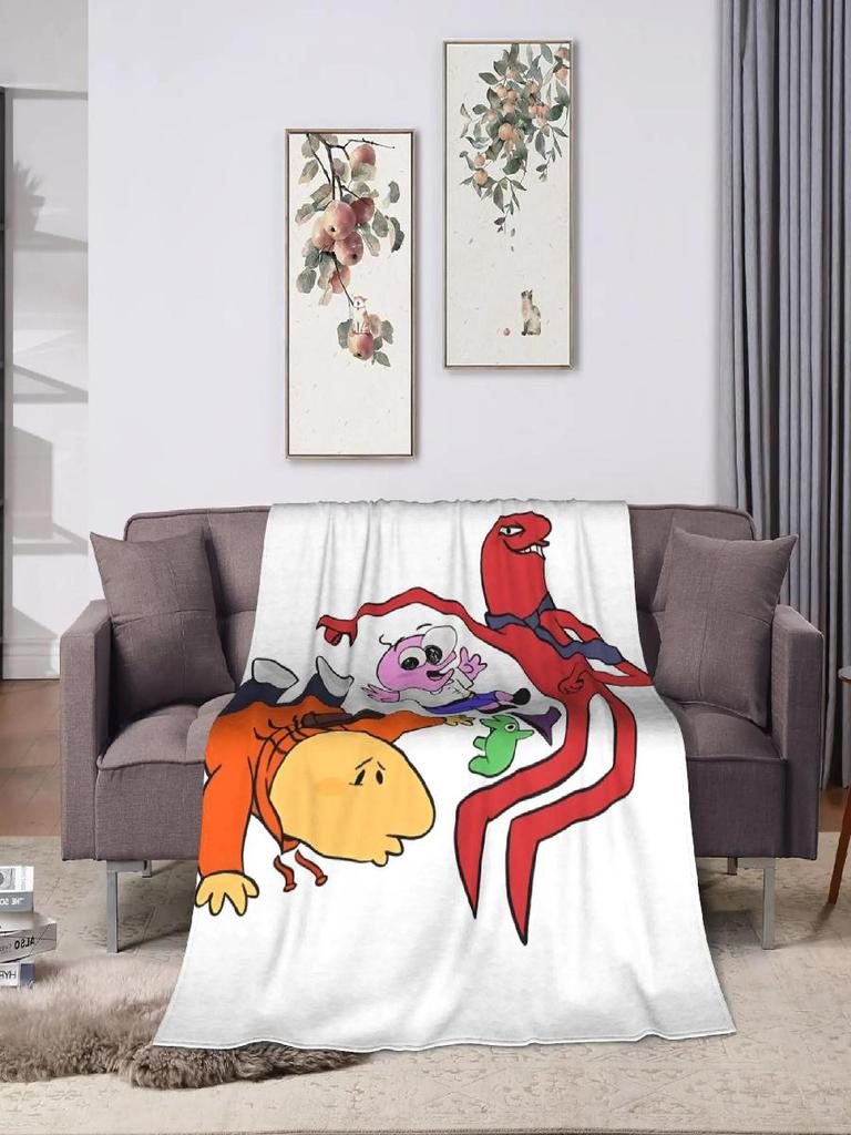 Smiling Friends Funny Cartoon Flannel Blanket Winter Warm Throw for Kids Living Room Sofa Bed Cover Fashion Bedspread