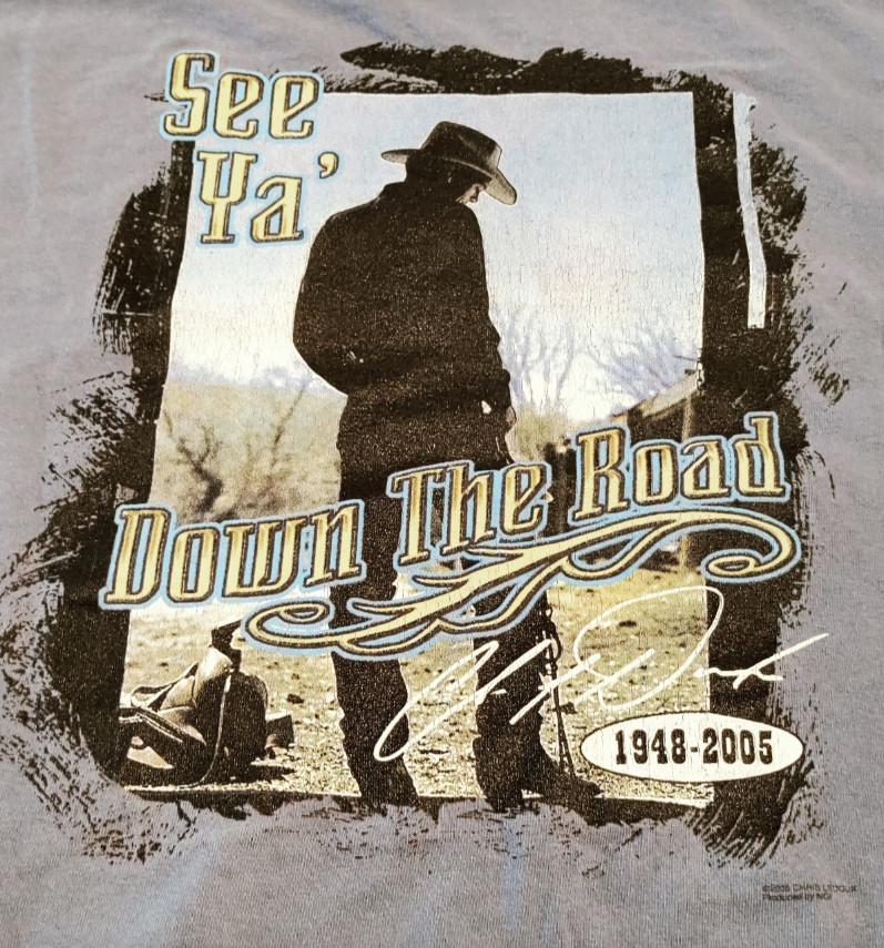 VTG Chris LeDoux See Ya  Down the Road Ice Gray Cotton T-Shirt SU304 Unisex T-Shirt S