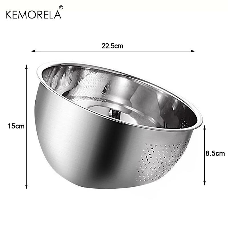 1 st Risskål Rostfritt Stål Dräneringskorg Lutande Botten Risskål Durkslagskorg För Grönsaker Frukt Ris
