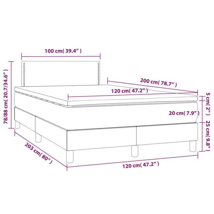 3141057 vidaXL Lit à sommier tapissier avec matelas Gris 120x200 cm Similicuir