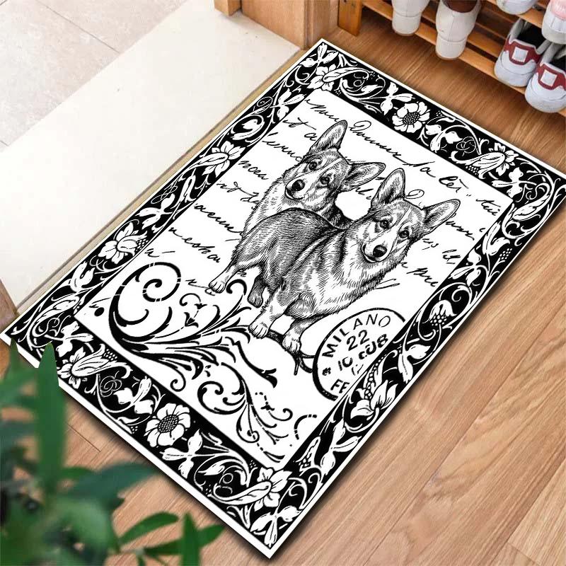 Black White Animals Pattern Square Carpet,Area Rug,Carpet Rug for Living Room Bedroom Sofa Playroom Decor,Non-slip Floor Mat,Holiday Birthday Gifts