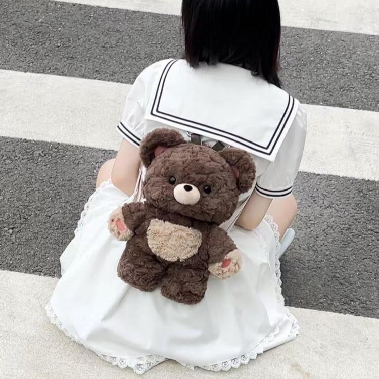 Cute Teddy Bear Doll Bag Girl Cartoon Plush Bag Internet Celebrity Street Photography Essential Bag Backpack