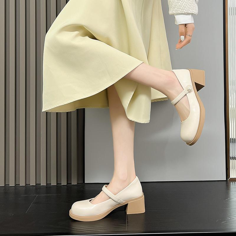 Augustine Mary Jane Schuhe Damen 2025 Sommer Neue Mode Ein-Wort-Riemen Französischer Abendwind Hoher Absatz Kleine Lederschuhe