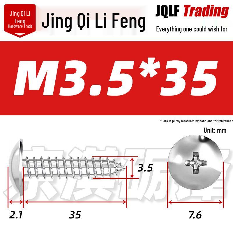 Flat Head Phillips Stainless Steel Self-Tapping Screw M3-M5 for Furniture and Wood.