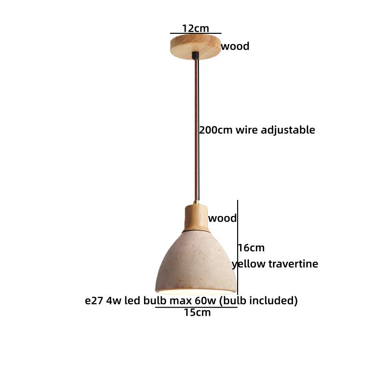 IWHD Wabi Sabi Stil LED Pendelleuchte Möbel Wohnzimmer Schlafzimmer Zubehör Gelber Travertin Hängeleuchte Hängeleuchte