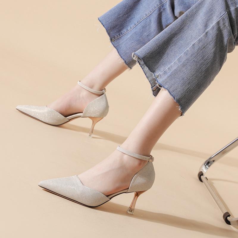 

Новые туфли на высоком каблуке 2024 года можно носить ежедневно; туфли-лодочки с острым носком; женские туфли на среднем каблуке; туфли для подружек невесты с одной перемычкой 38 абрикосовый