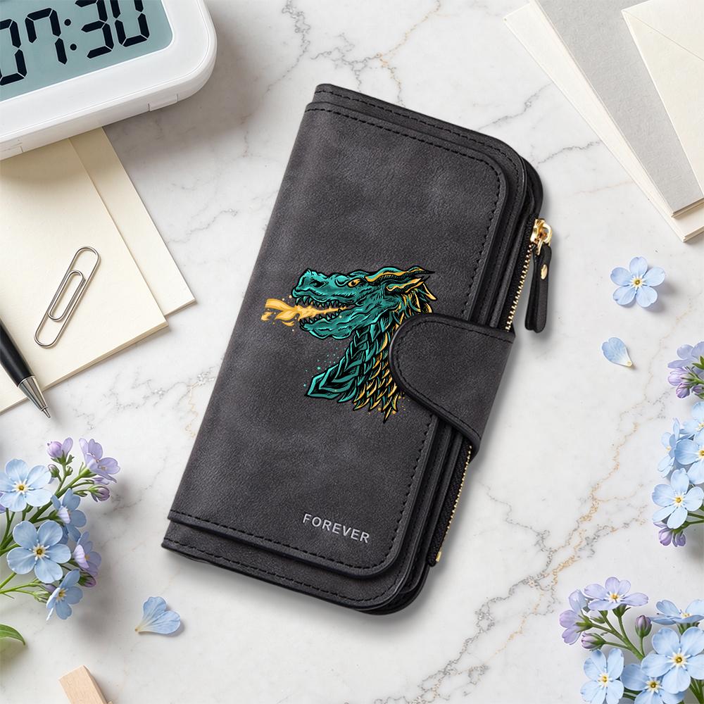 Stylish Dragon Pattern Long Wallet Multi Card Slot Daily Portable Purse