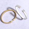 Luxurious Titanium Steel Open Bangle with Gold Finish - European & American Style