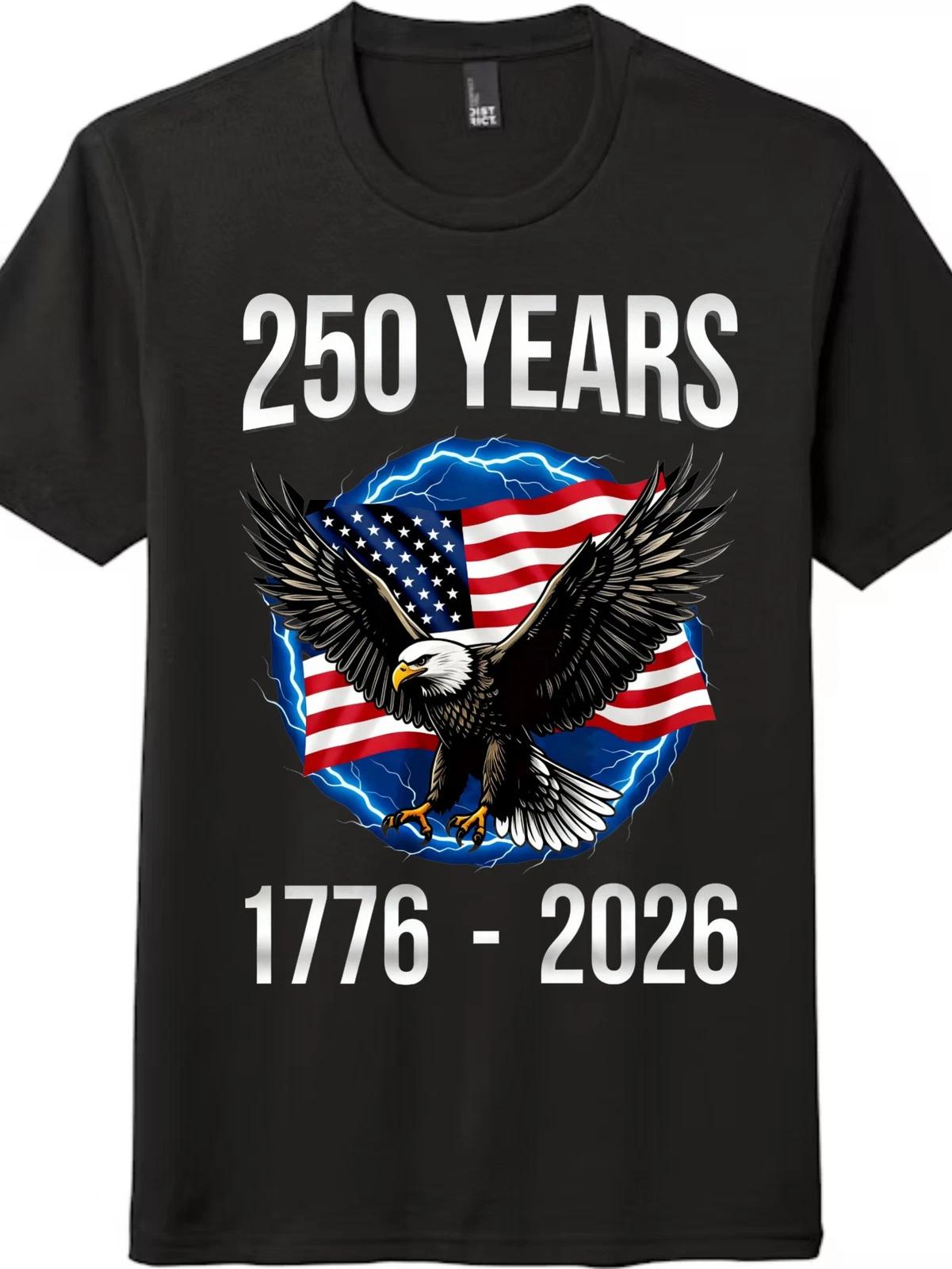 Vintage USA 250th Anniversary Patriotic T-Shirt-Bald Eagle 1776-2026 Unisex Tee S