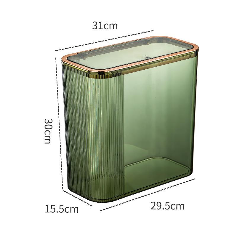 16L Transparenter großer Mülleimer für den Haushalt, wasserdichter Aufbewahrungseimer aus Kunststoff für die Haushaltsküche, kann den Mülleimer mit Bombenabdeckung drücken