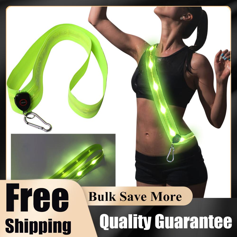 LED Laufgürtel Wiederaufladbar LED Reflektierender Laufgürtel für Männer Frauen Nachtsicherheit Outdoor Wandern Joggen Gehen Leuchtende Ausrüstung