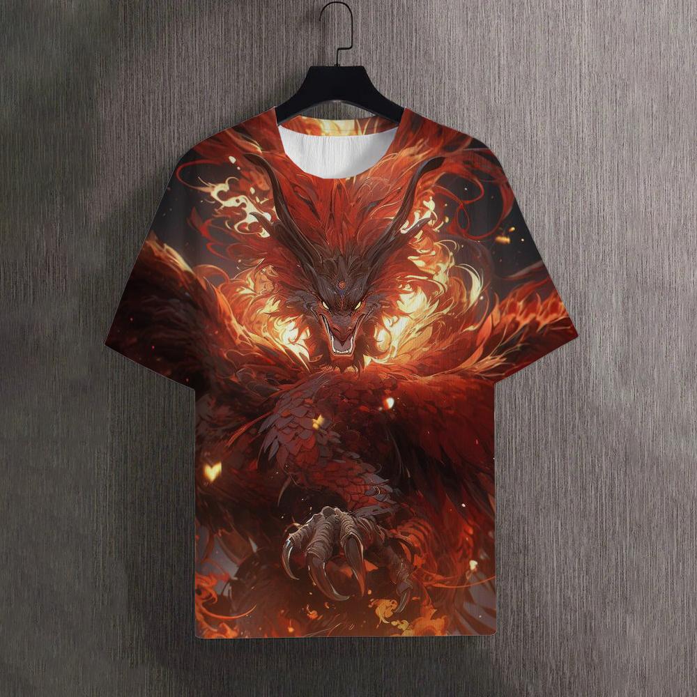 Cool Dragon Men's T-Shirt 3D Print Vintage O-Neck Short Sleeve Fashion Oversized T-Shirts Top Men's Summer Street Clothing