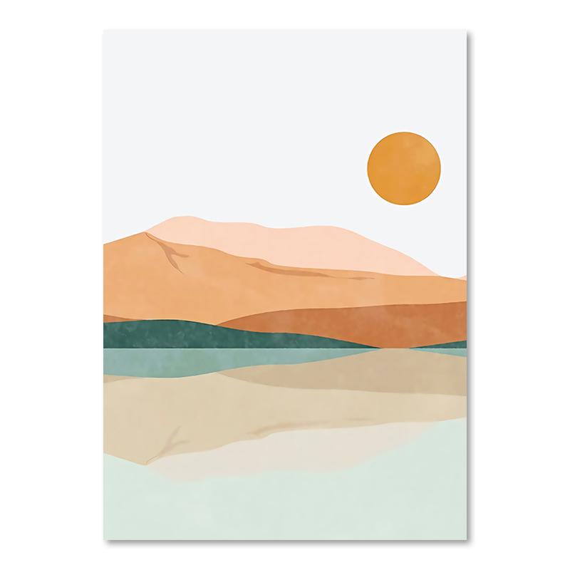 Bohemian Sun Decorative Painting Abstract Line Plant Poster Geometric Patterns Wall Art Canvas Painting For Living Room Decor