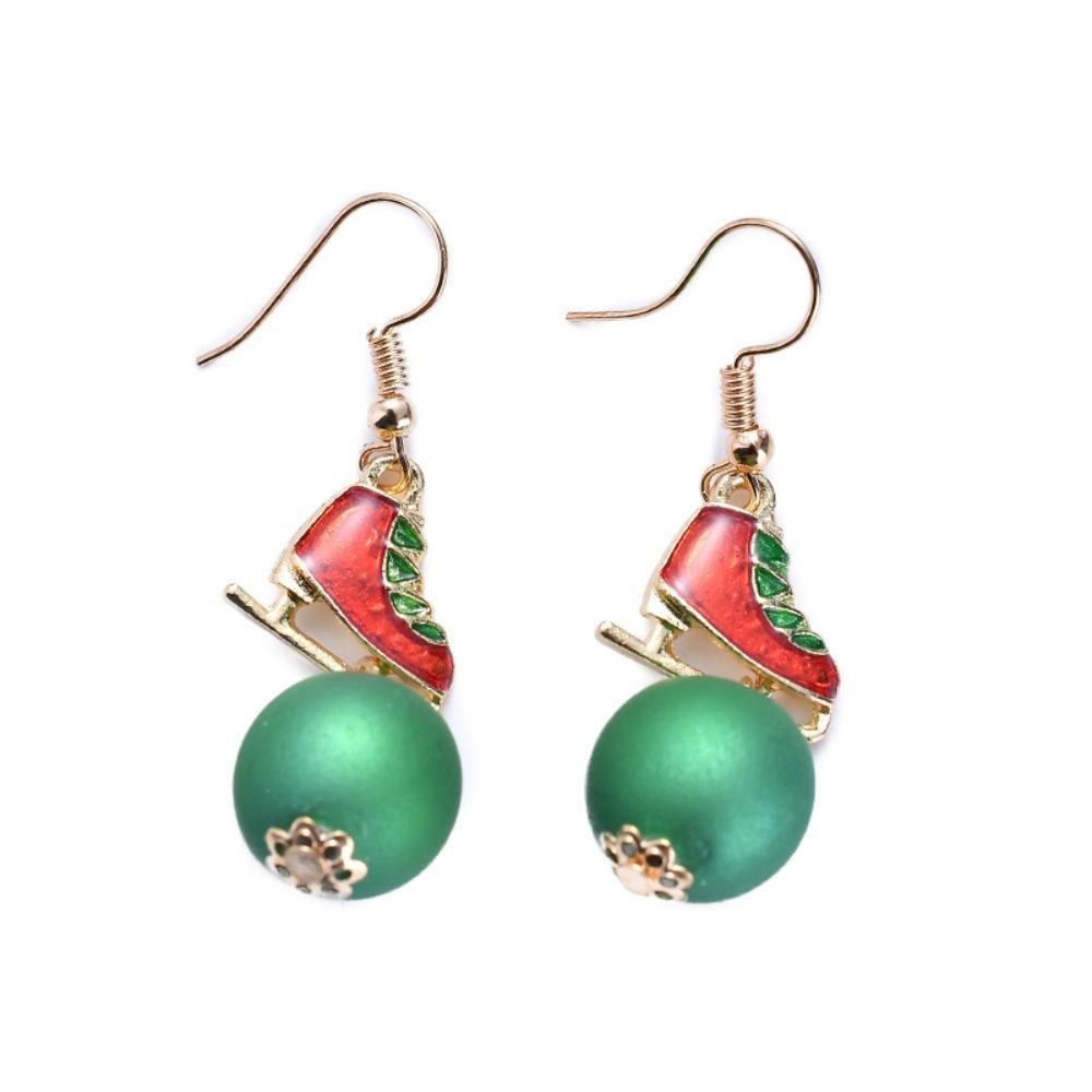 

Rhinestone Merry Christmas Earrings Pearl Xmas Dangle Earrings Accessories Skates