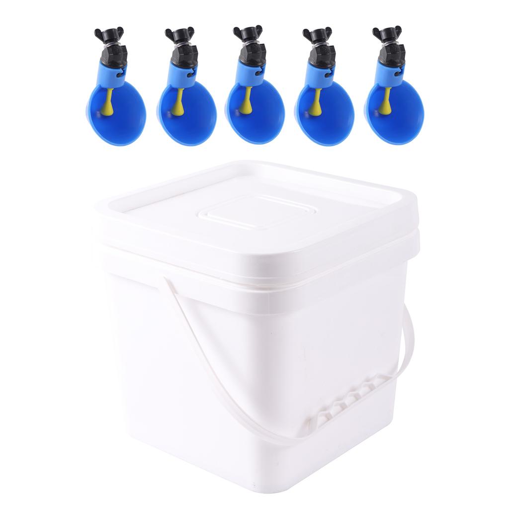 5L Quail Chicken Drinking Bucket With Drinking Cup Portable Thickened Bucket With Lid Square Pet Food Storage Plastic Bucket