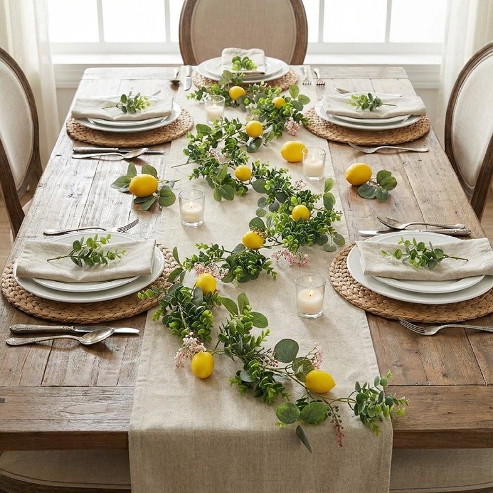 Silk Flowers Artificial Lemon Vine Green Leaves Faux Lemon Branch  Wedding Centerpiece