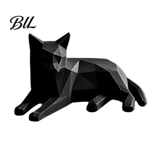 Cute Shelf Accents for Living Room 3D Printed Geometric Cat Figurine, Minimalist Desktop Sculpture Lovers, Simple Aesthetic Decor Nordic Style